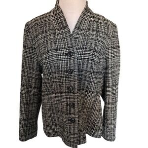 Vintage Pendleton Wool Blazer 14 Houndstooth Pure Virgin Wool Jacket Gray Plaid